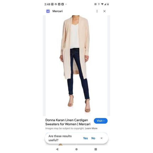 Donna Karan Womens Cardigan Sz Medium Tan Linen Knit Open Front Long Sleeves - Picture 11 of 11